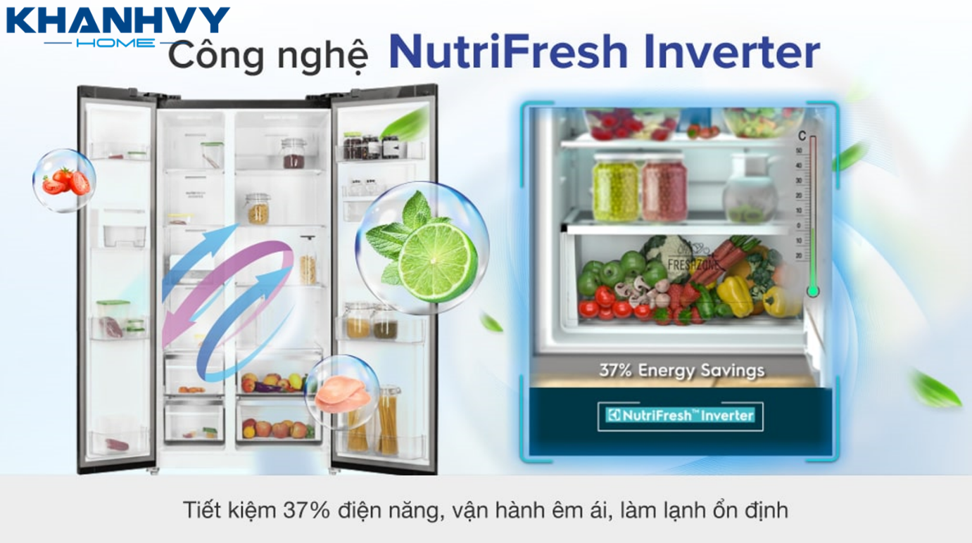 Công nghệ NutriFresh Inverter giúp tủ lạnh vận hành êm ái và tiết kiệm điện