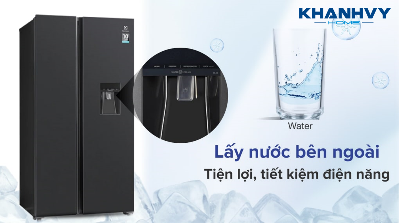 Tính năng WaterStream với thiết kế lấy nước trực tiếp bên ngoài tủ