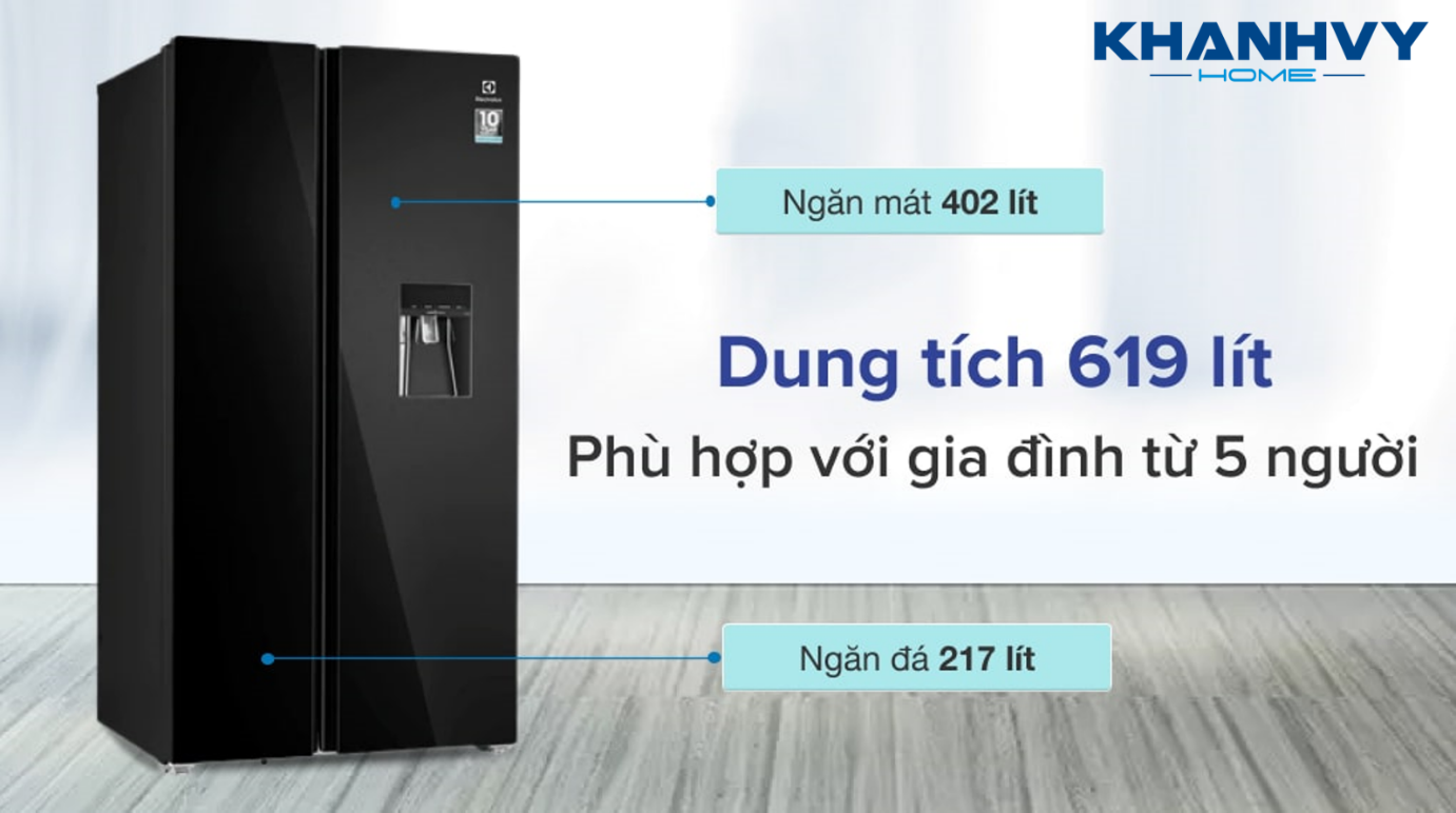 Với dung tích lớn, tủ lạnh đáp ứng tốt nhu cầu sử dụng của gia đình có từ 5 thành viên trở lên