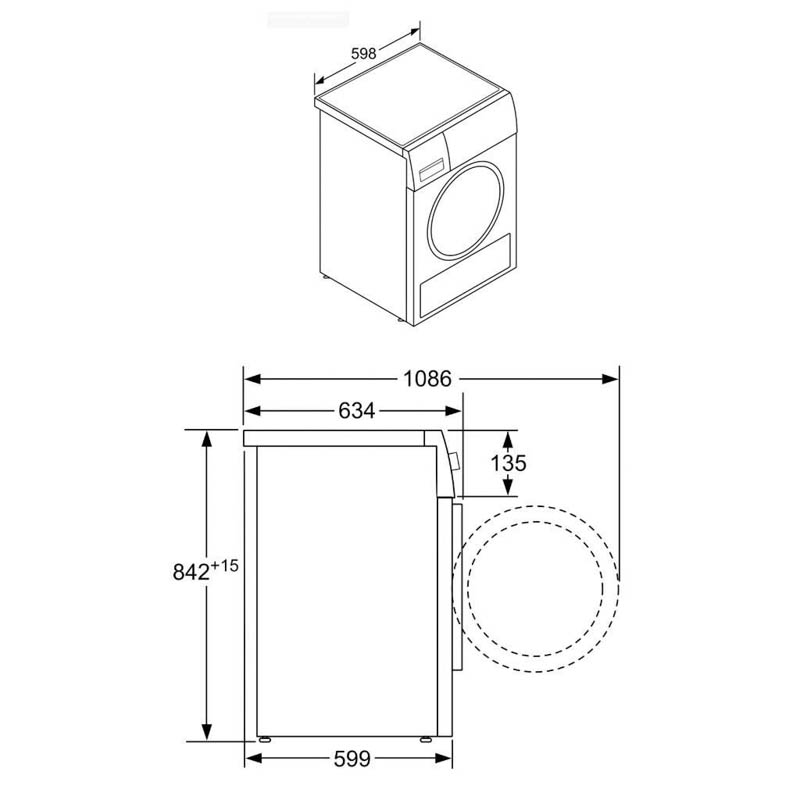 Thông số máy sấy bơm nhiệt Bosch TGB.WTR85V00SG 8kg Series 4