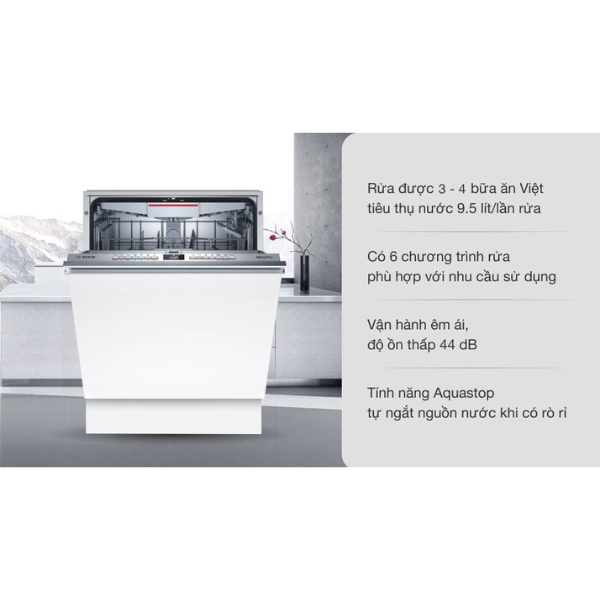 Máy rửa chén Bosch SMV4ECX14E Series 4, 13 bộ, âm tủ Home connect