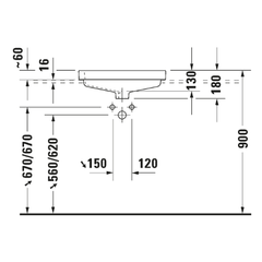 Chậu lavabo dương vành Duravit VERO 0315550000