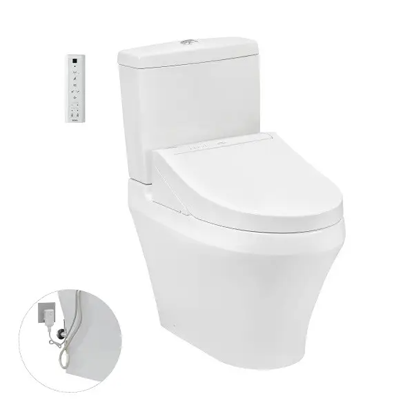 Bàn cầu hai khối TOTO CS948DW14XW kèm nắp rửa điện tử WASHLET dòng C5 TCF24410AAA