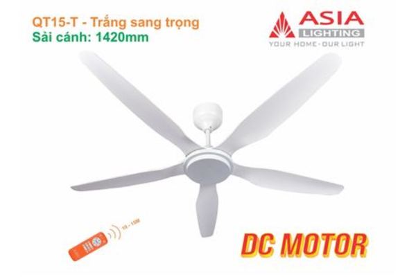 Quạt trần Asia Lighting QT15-T 5 cánh màu trắng