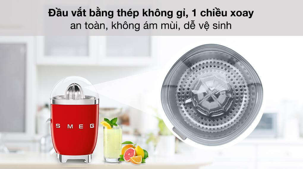 Đầu vắt, dao khoét và lưới lọc làm từ thép không gỉ ít bị ăn mòn, không gây biến chất khi sử dụng