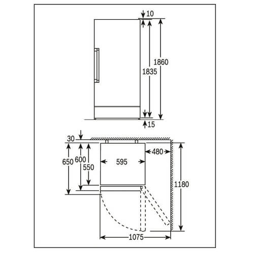 Kích thước lắp đặt tủ rượu Bosch KSW38940
