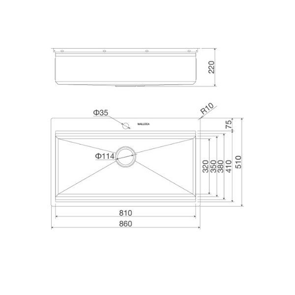 Chậu rửa chén Malloca MS 861 âm bàn cao cấp