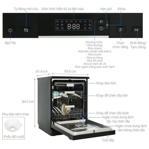 Máy rửa chén Hafele HDW-F60EB 538.21.310 độc lập