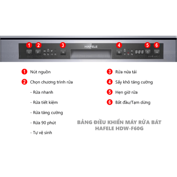Máy rửa chén Hafele HDW-F60G 535.29.590 độc lập