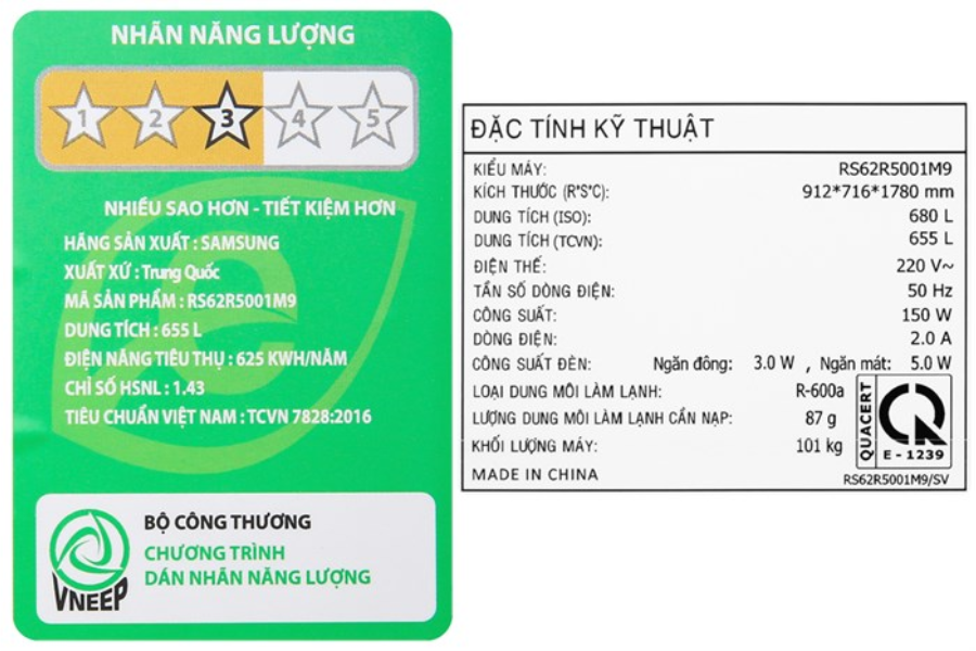 Tủ Lạnh Samsung RS62R5001M9/SV 655 lít