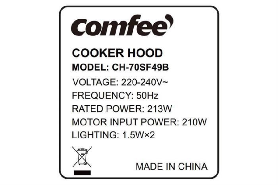 Máy hút mùi âm tủ Comfee CH-70SF49B