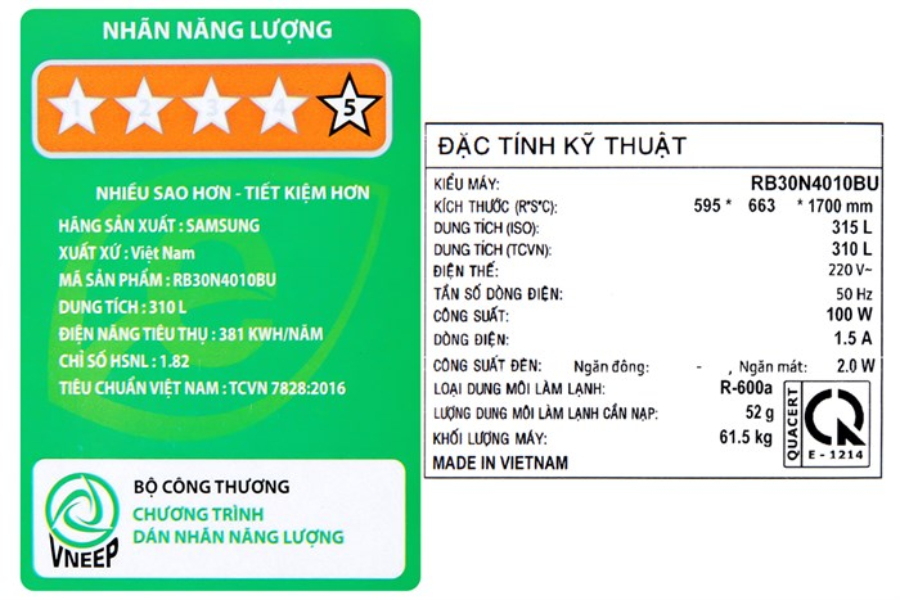 Tủ lạnh Samsung RB30N4010BU/SV 310 lít