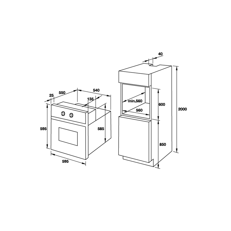 Hình ảnh bản vẽ Lò nướng kết hợp hấp âm tủ Hafele HO-T60B 535.02.711