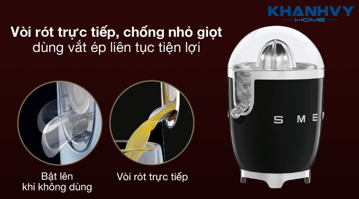 Máy hoạt động với công suất mạnh mẽ 70W với chỉ 1 tốc độ và khả năng tự động nhận diện lực ấn trên dao khoét để khởi động chu trình vắt một cách đơn giản và thuận tiện