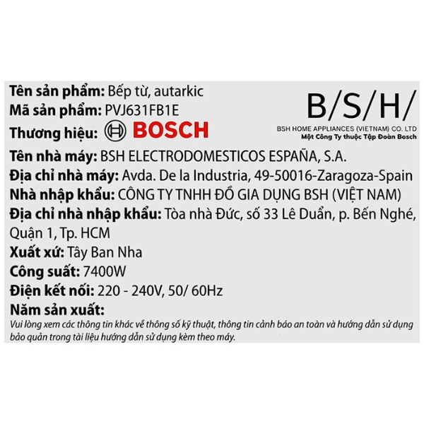 Bếp từ Bosch PVJ631FB1E Series 6