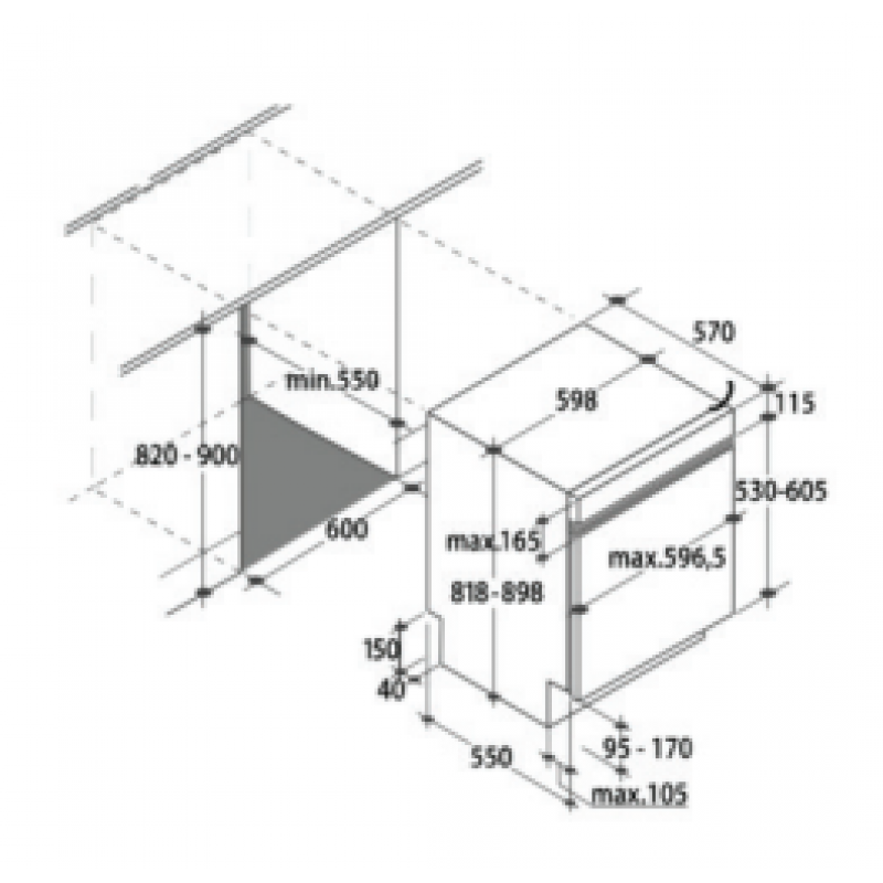 Máy rửa chén bán âm 15 bộ Rosieres RDSN1D530PX-47/E