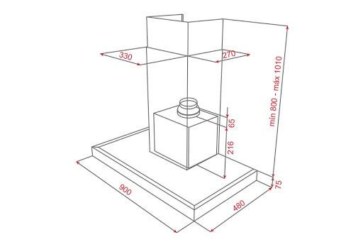 Kích thước lắp đặt máy hút mùi DPL 90 IHOOD