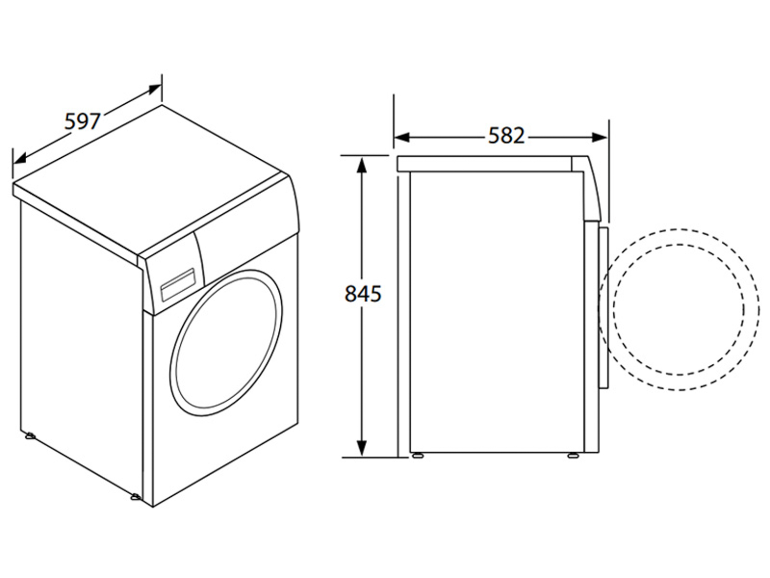 Kích thước máy giặt kết hợp sấy 9kg HWD-F60A 533.93.100