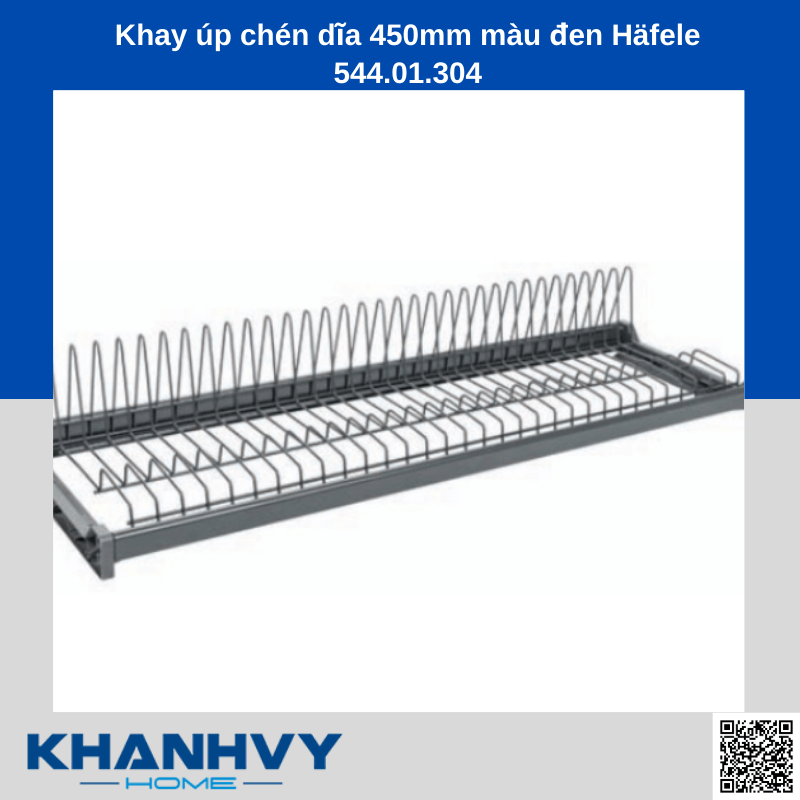 Khay úp chén dĩa 450mm màu đen Häfele 544.01.304 chính hãng tại Khánh Vy Home