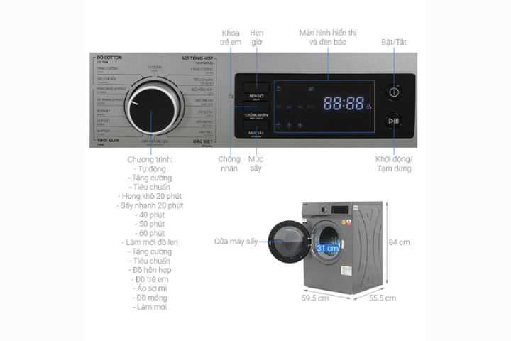 Máy sấy thông hơi Toshiba TD-H80SEV (SK)