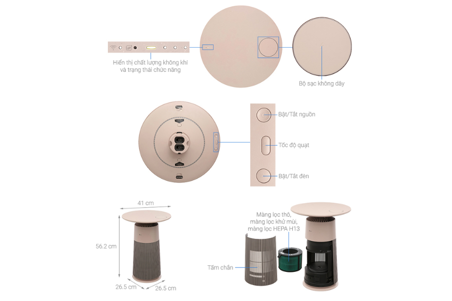 Máy lọc không khí LG AS20GPBK0 PuriCare AeroFurniture Công nghệ UVnano™ Màu nâu