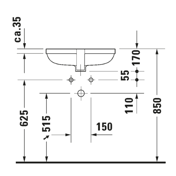 Chậu lavabo âm bàn Hansgrohe Duravit Happy D.2 0457480000