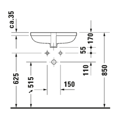 Chậu lavabo âm bàn Hansgrohe Duravit Happy D.2 0457480000