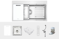 Chậu rửa bát Konox KN8751TS Dekor 1 hố chống xước Workstation Sink