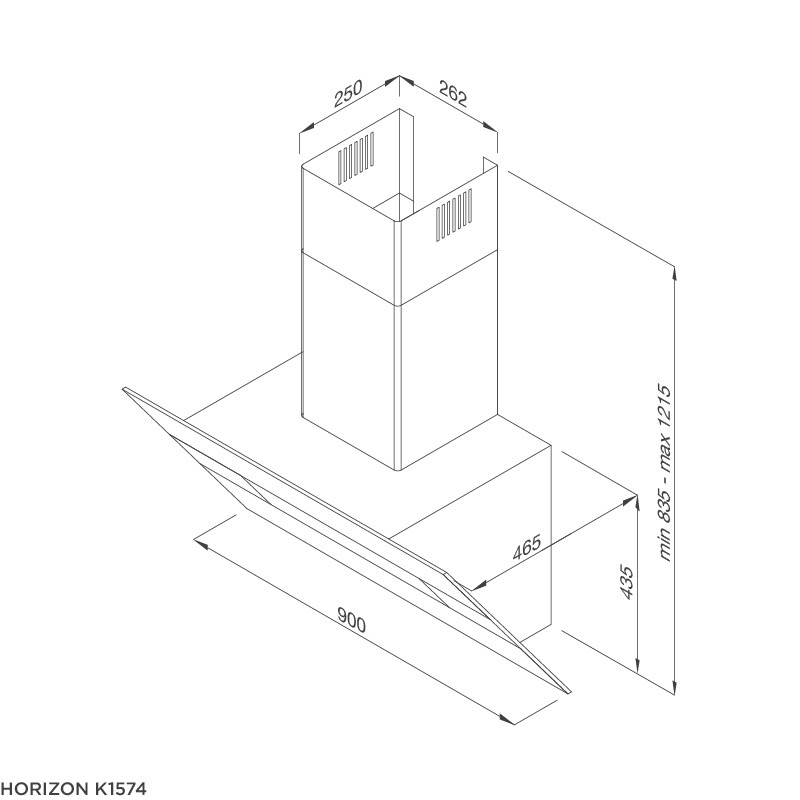 Kích thước lắp đặt máy hút khói khử mùi HORIZON K1574
