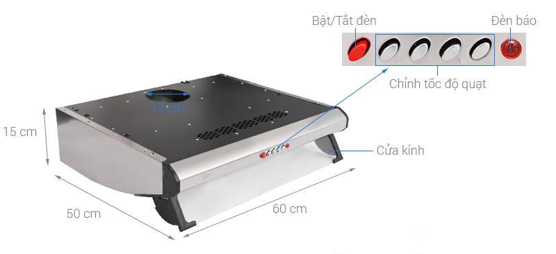Bảng điều khiển bằng nút nhấn ở mặt trước của máy hút mùi Teka C 6420 40465530