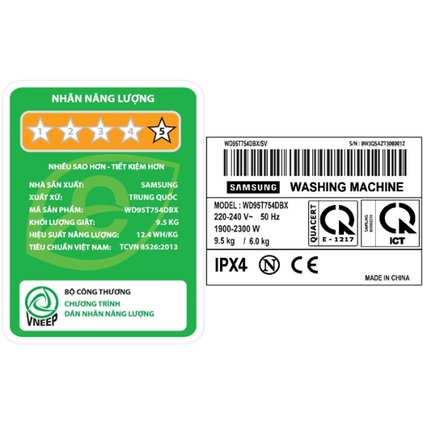 Máy giặt sấy thông minh Samsung WD95T754DBX/SV
