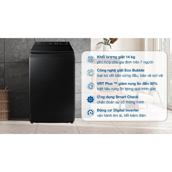 Máy giặt lồng đứng Samsung WA14CG5745BVSV