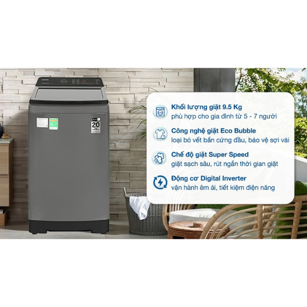 Máy giặt lồng đứng Samsung WA95CG4545BDSV