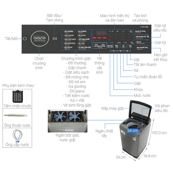 Máy giặt lồng đứng Samsung WA95CG4545BDSV