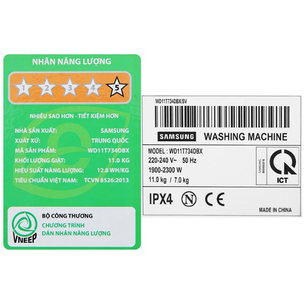 Máy giặt sấy thông minh Samsung WD11T734DBX/SV