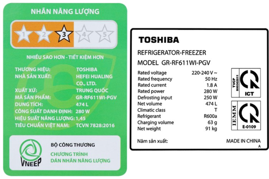Tủ lạnh Toshiba GR-RF611WI-PGV(22)-XK 474L