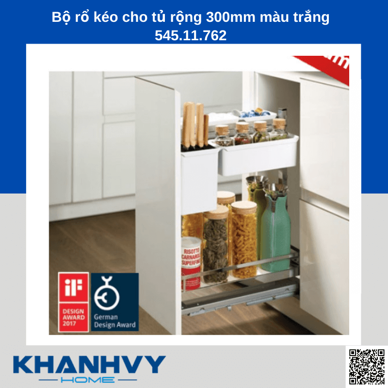 Bộ rổ kéo cho tủ rộng 300mm màu trắng 545.11.762 chính hãng tại Khánh Vy Home