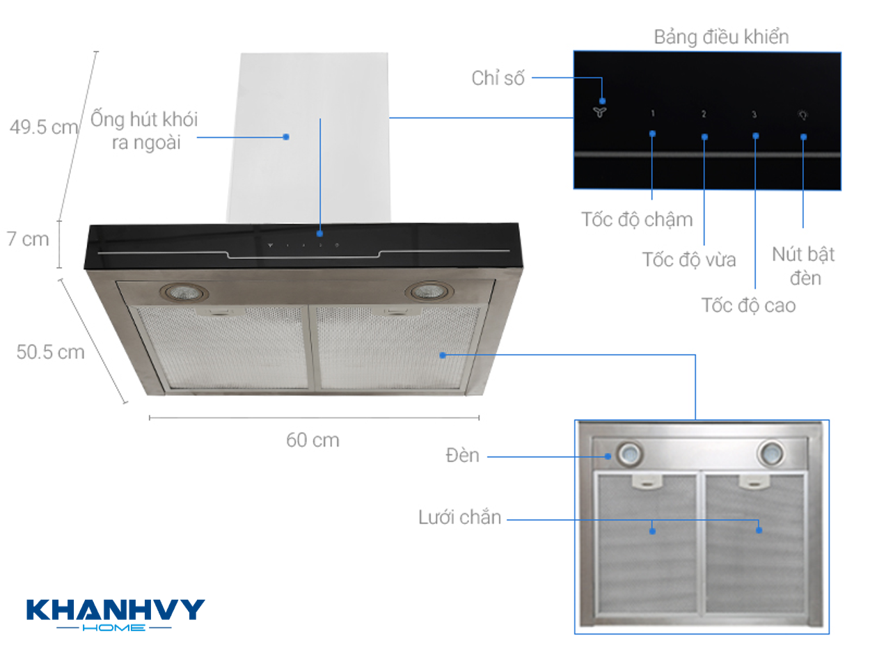 Thông số kỹ thuật của máy hút mùi Electrolux EFC635SAR 60cm