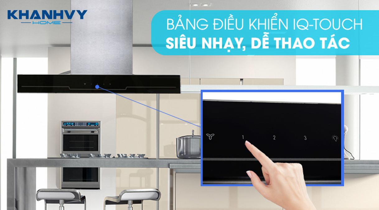 Sản phẩm dễ sử dụng với bảng điều khiển bằng cảm ứng IQ Touch và 3 tốc độ quạt nhẹ - trung bình - mạnh