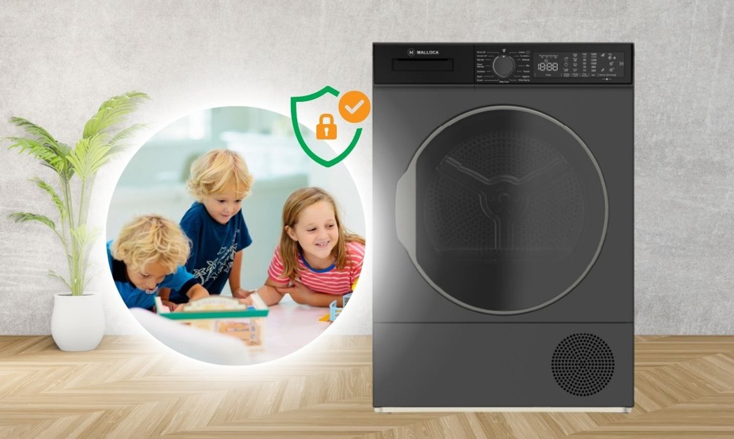 Tính năng khóa an toàn trên máy sấy quần áo Malloca MTD-T1510HP