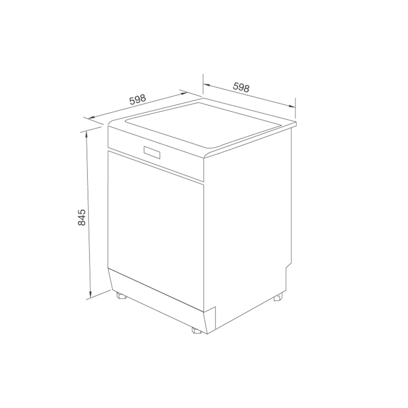 Kích thước sản phẩm máy rửa chén Malloca MDW14-S10TFT
