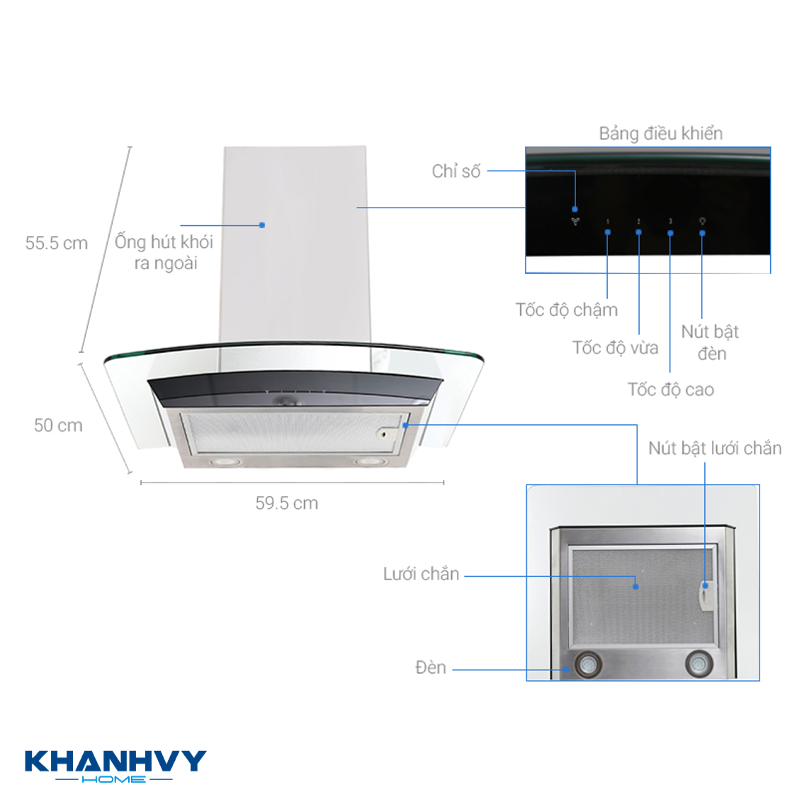 Thông số kỹ thuật của máy hút mùi Electrolux EFC636GAR