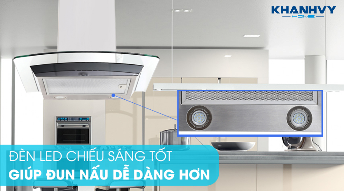 Máy hút mùi Electrolux EFC636GAR được trang bị đèn LED chiếu sáng hiệu quả và tiết kiệm điện năng