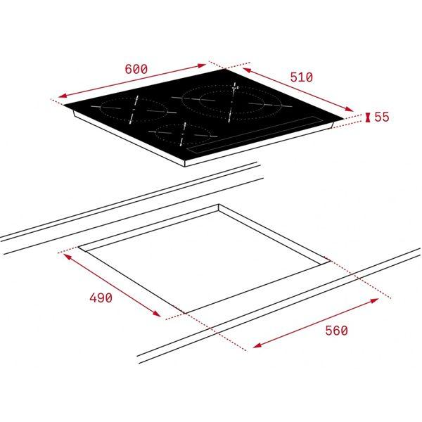 Kích thước lắp đặt bếp từ Teka IR 6320 10210174