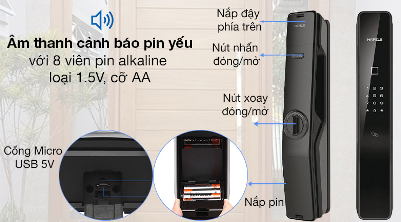 Khóa điện tử PP9000 Hafele 912.20.293 được sản xuất theo dây chuyền công nghệ tiên tiến của Đức