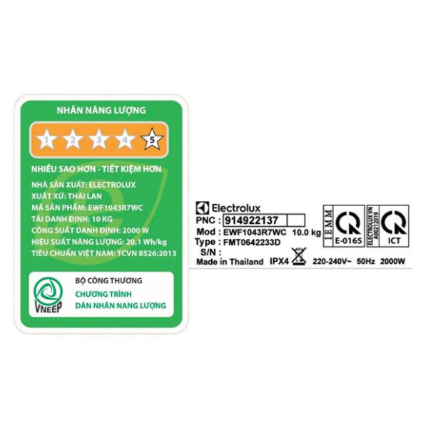 Máy giặt Electrolux EWF1143R7WC cửa trước 11kg