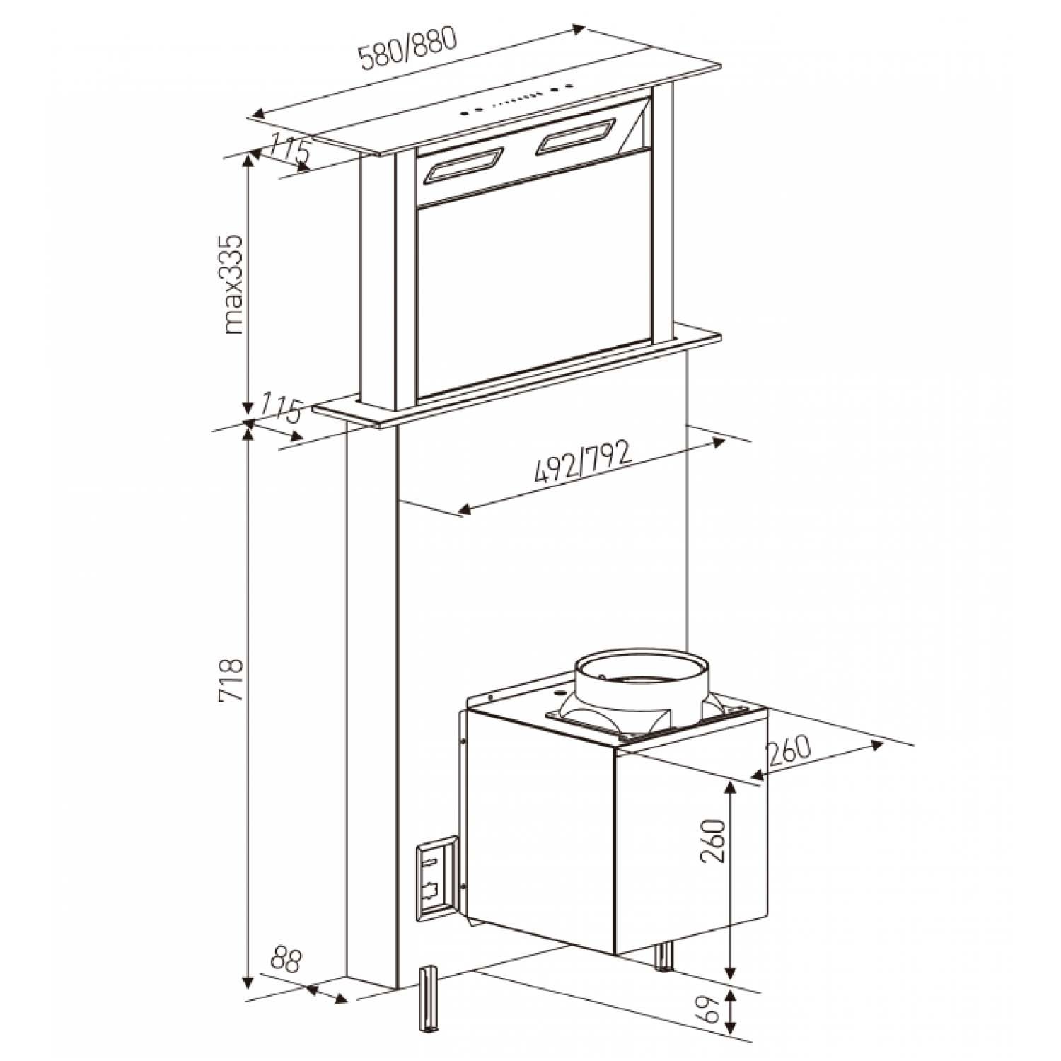 Thông số của máy hút mùi âm bàn Maadela MH-F28A