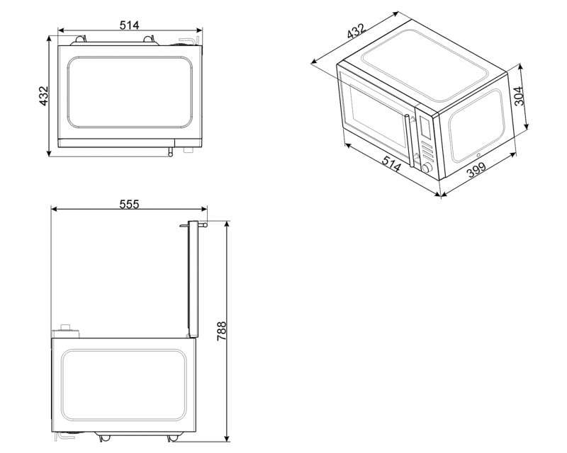 Các thông số kỹ thuật lò nướng kết hợp vi sóng Smeg MOE25X 536.34.203