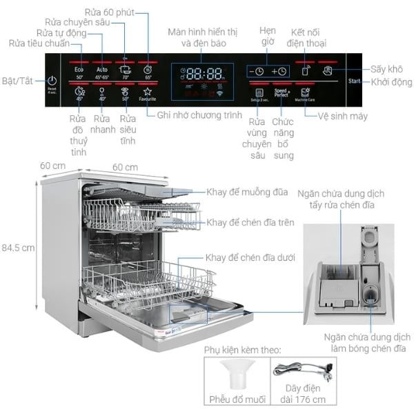 Máy rửa chén Bosch SMS6ECI93E Series 6 13 bộ, Home connect,độc lập