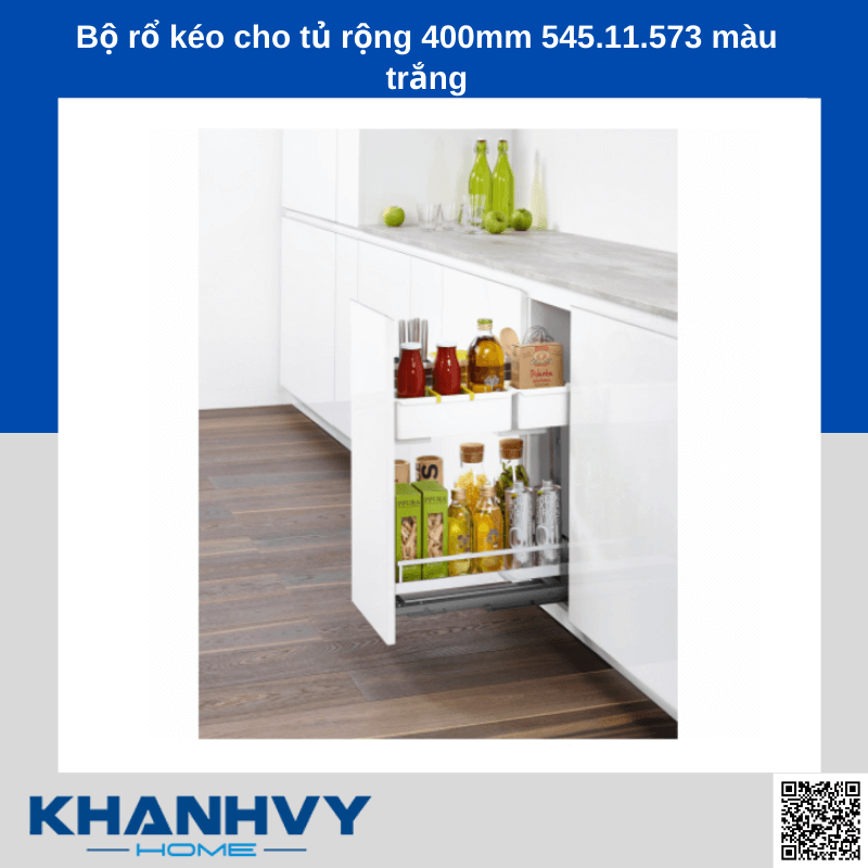 Bộ rổ kéo cho tủ rộng 400mm 545.11.573 màu trắng chính hãng tại Khánh Vy Home